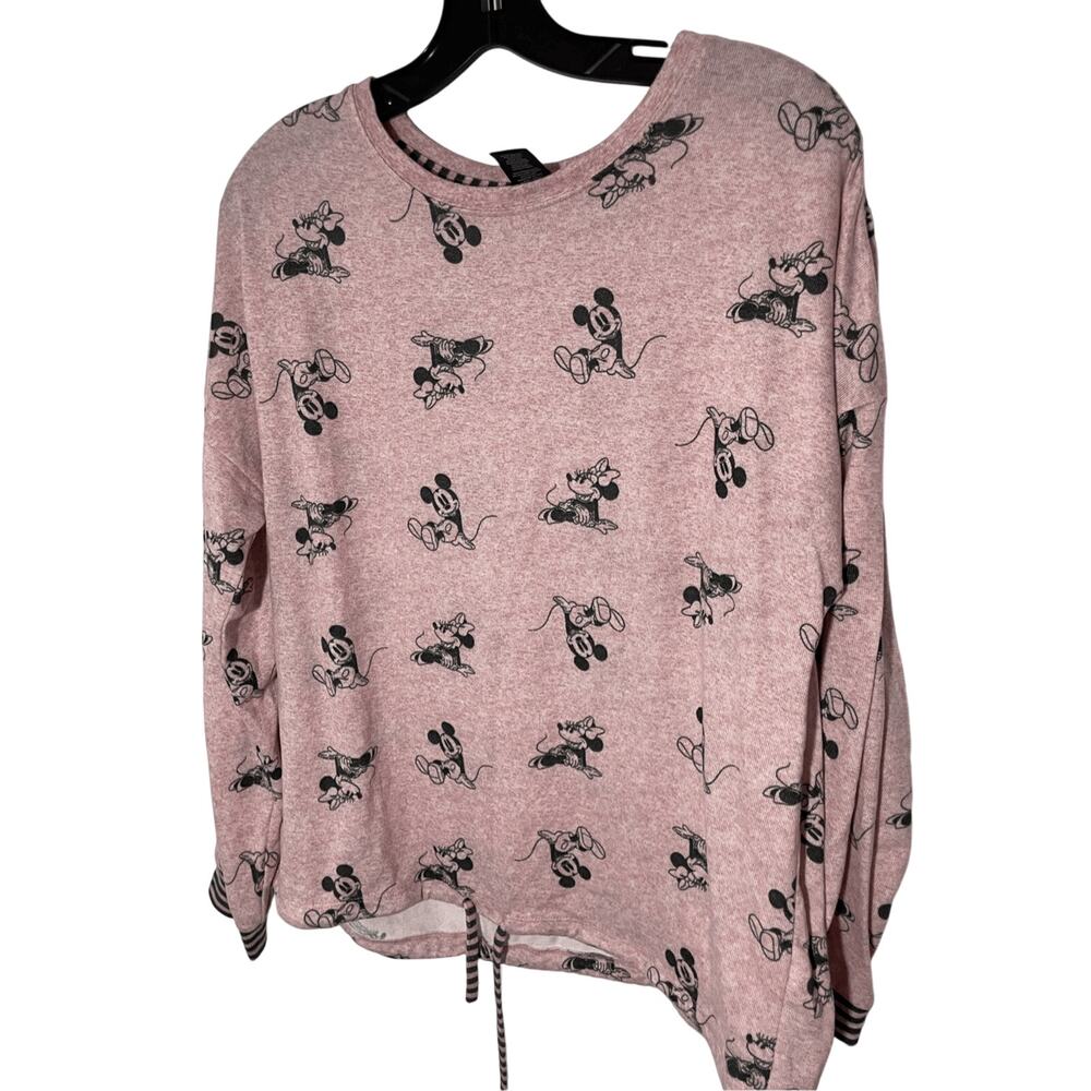 Disney Pink Minnie Mouse Women's Cozy Lounge Casual Comfy L Pajama Set